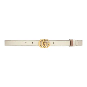 GUCCI Double G Marmont Reversible Smooth Buckle Leather Belts Women's Width  2cm