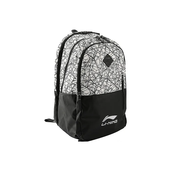 LiNing Polyester Backpack Unisex Black White-2
