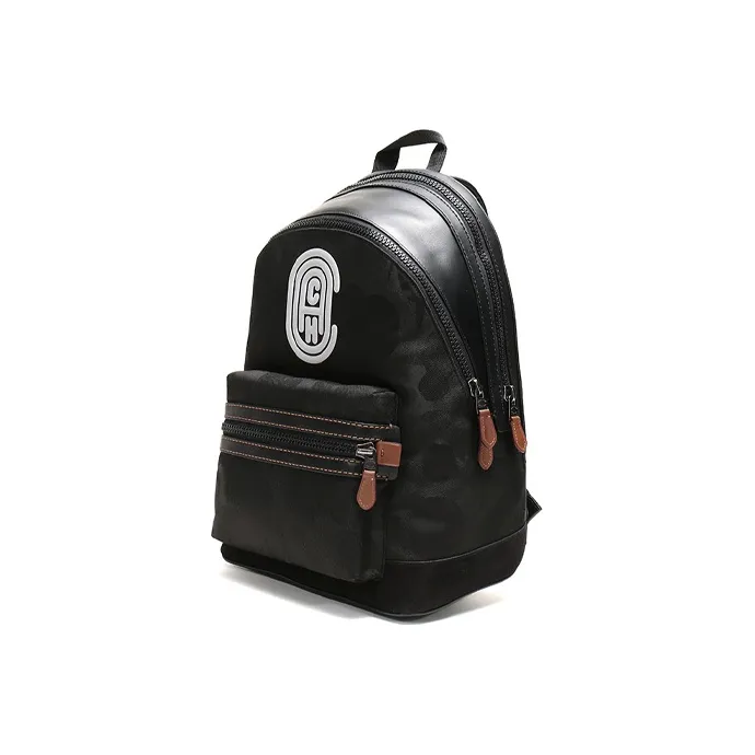 COACH Academy Leather Backpack Large Size Men's Black-1