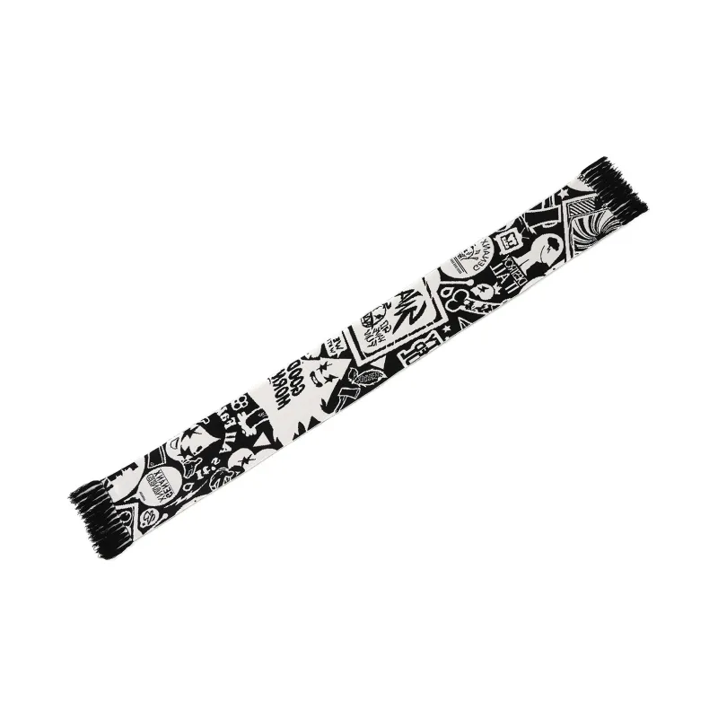 GENANX Scarves Unisex Black White-4