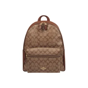 COACH Charlie Coated Canvas Backpack Large Size Women's Khaki