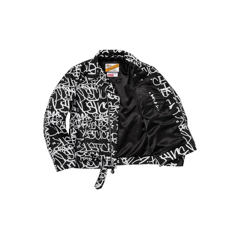 Supreme Comme Des Garcons Shirt Schott Painted Perfecto Leather Jacket-2