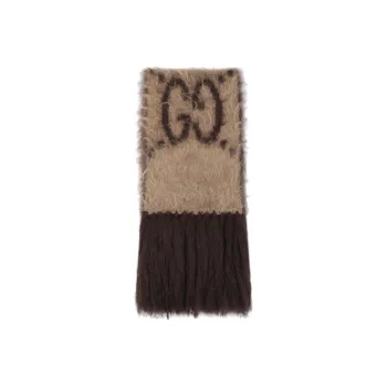 GUCCI Knit Scarves Unisex Beige/Brown