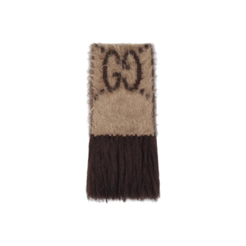 GUCCI Knit Scarves Unisex Beige/Brown-0