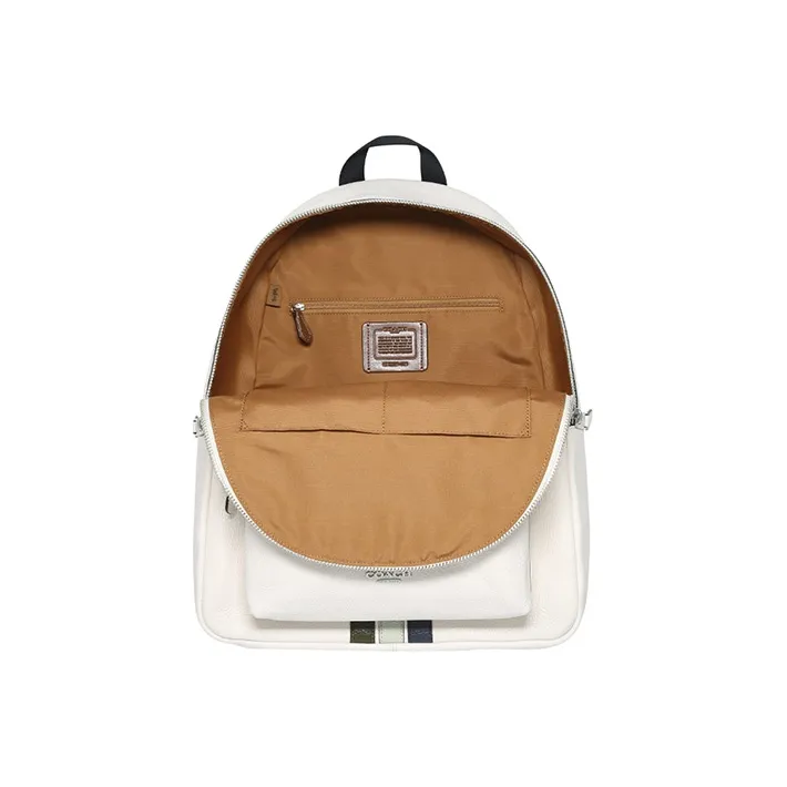COACH Charlie Pebbled Leather Backpack Large Size Women's White-5