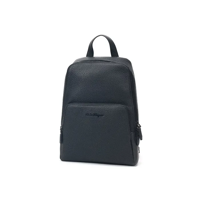 FERRAGAMO Cow Leather Backpack Men's Black-1