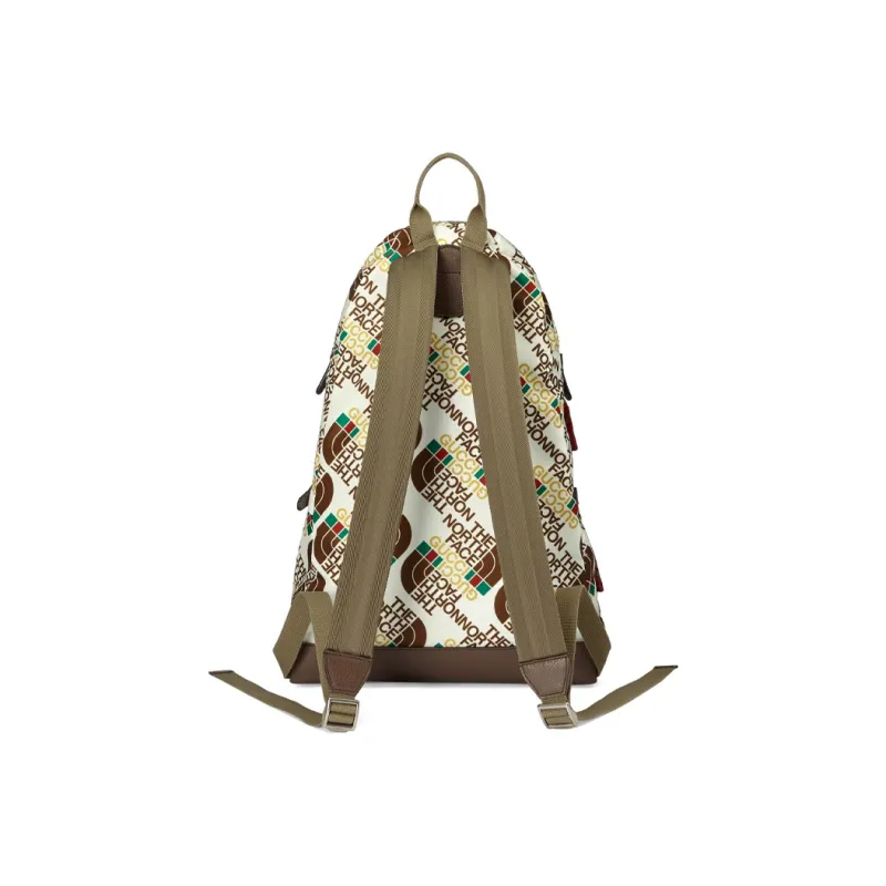 GUCCI The North Face Collaboration Nylon Fabric Backpack Medium Size Unisex Beige, Brown & Multicolor-4