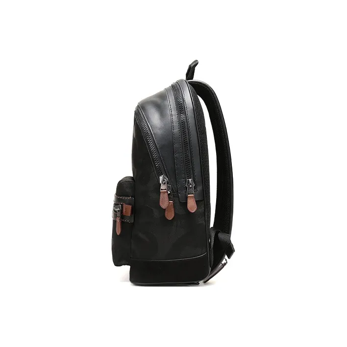 COACH Academy Leather Backpack Large Size Men's Black-2
