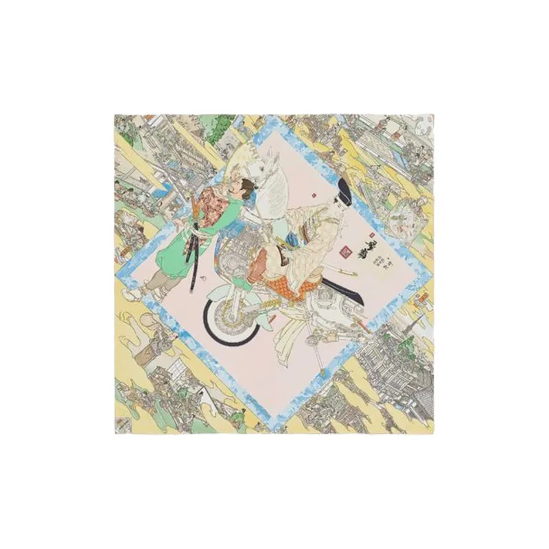 HERMES Mulberry Silk Silk Scarf Artisan Yellow-0