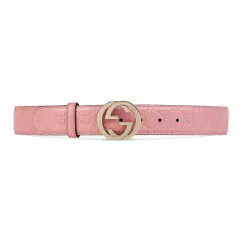 GUCCI Leather Belts Unisex Pink