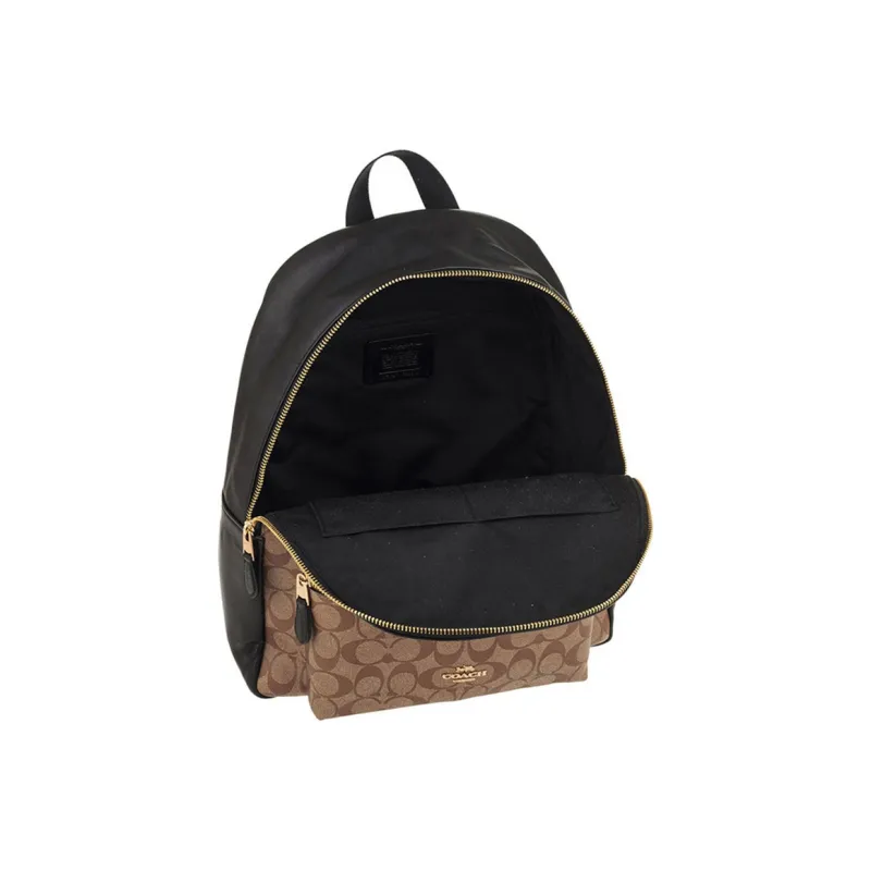 COACH Charlie Backpack Medium Size Women's Black & Brown-3