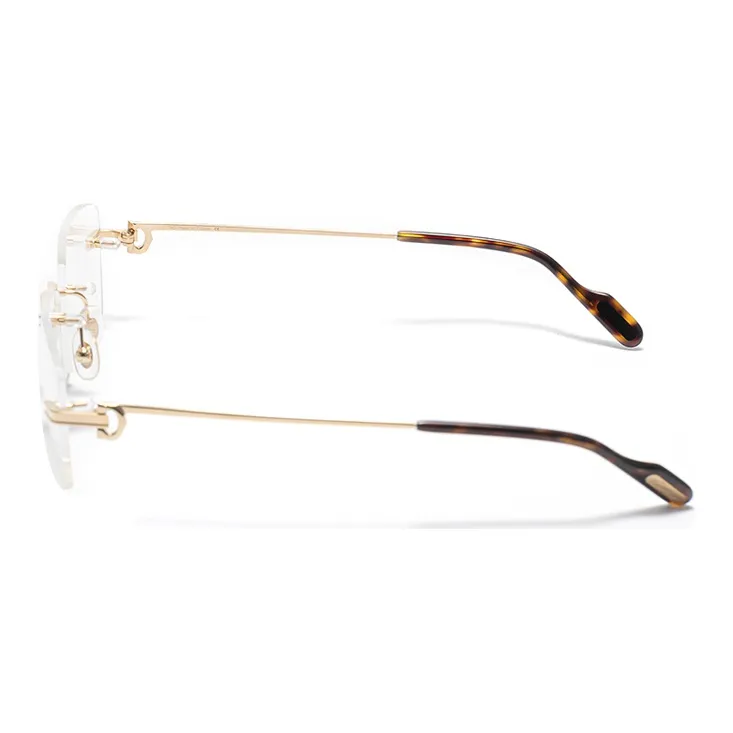 CARTIER Optical Glass Men's Transparent Lens Gold Frame-2