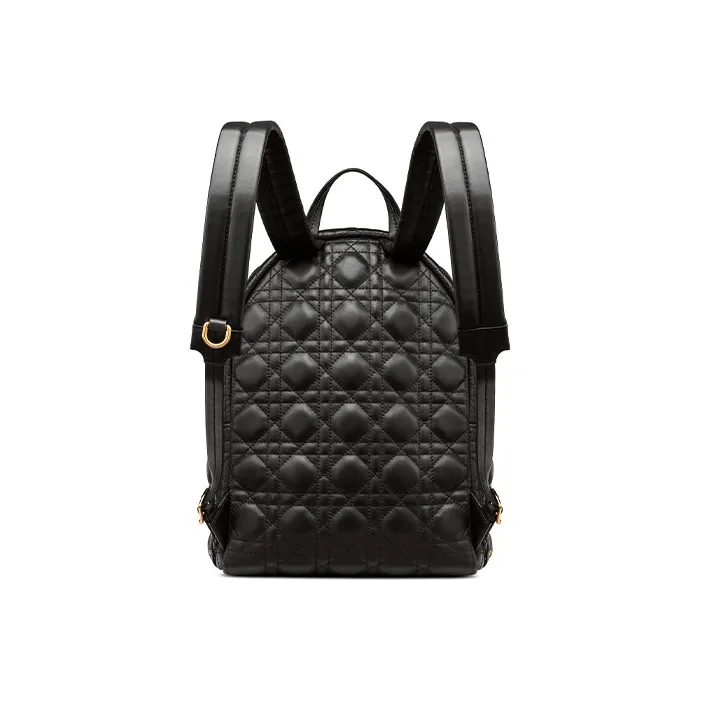 DIOR Sheepskin Backpack Small Size Women's Black-4