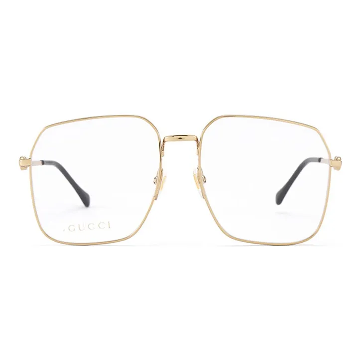 GUCCI Alloy Square Eyeglass Frames Unisex Gold-1