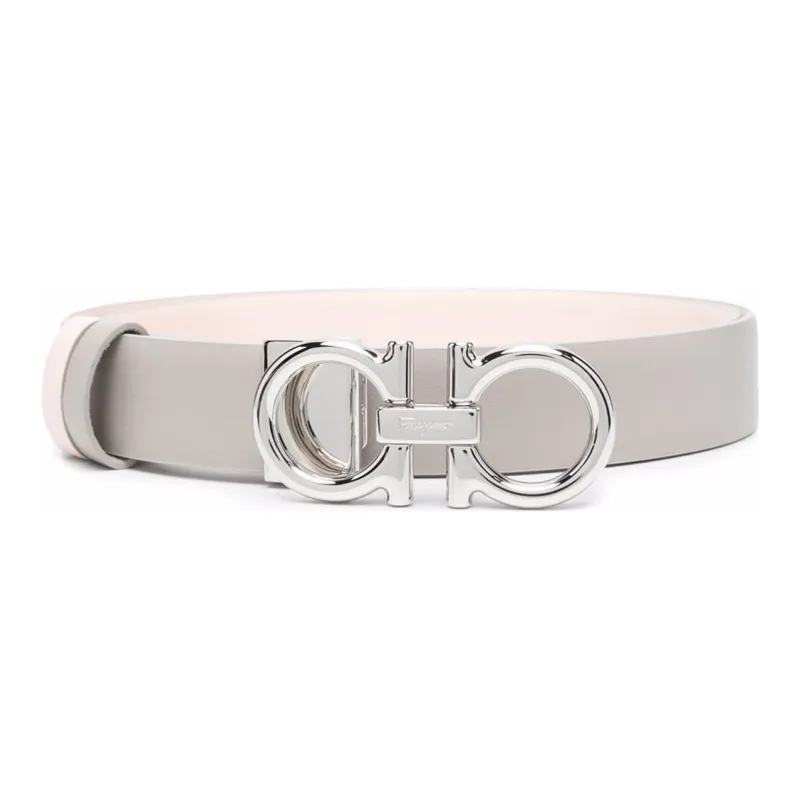 Ferragamo Gancini Leather Belts Women's Gray-1