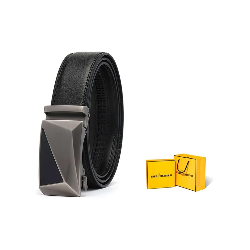FREE RABBITⅡ 3D Effect Automatic Buckle Belt-Business Trendy Belt Men's Black-0