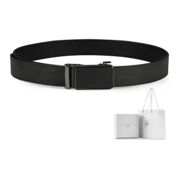 OMT Svens Collection Automatic Buckle Genuine Leather Suit Trouser Includes Dad Belt Men's Black