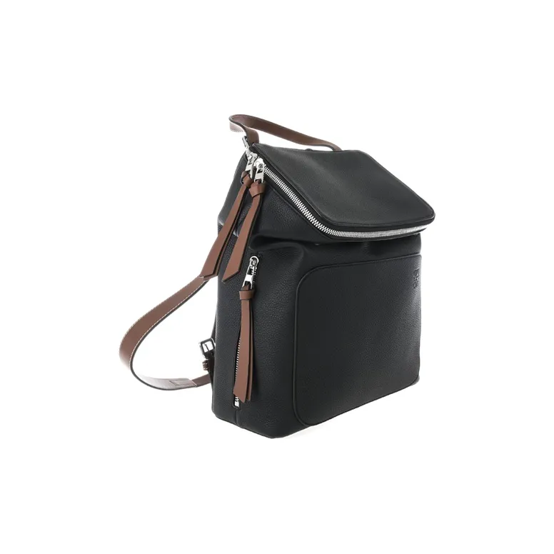 LOEWE Goya Soft Grained Calfskin Backpack Small Size Women's Black/Pecan Color-1