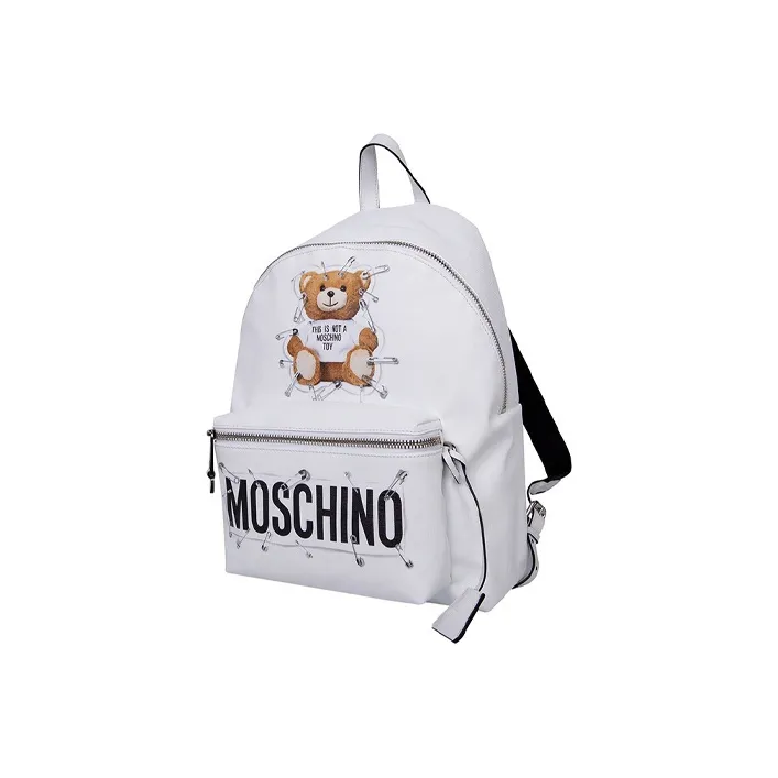 MOSCHINO PU Backpack Large Size Unisex White-1