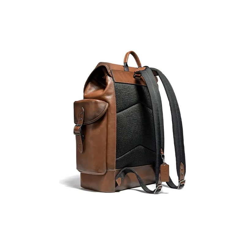 COACH Hitch Cowhide Leather Backpack Large Size Men's Brown-1