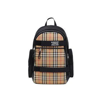 Burberry VINTAGE Fabric Backpack Large Size Men's Beige
