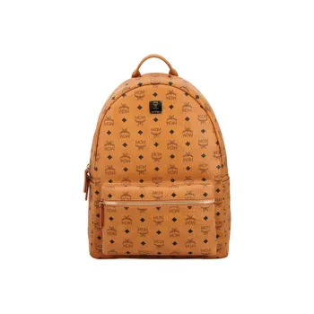 MCM Stark Classic Backpack Visetos Large Cognac