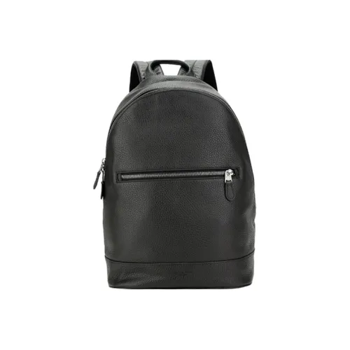 COACH West Litchi Grain Leather Backpack Large Size Men's Black