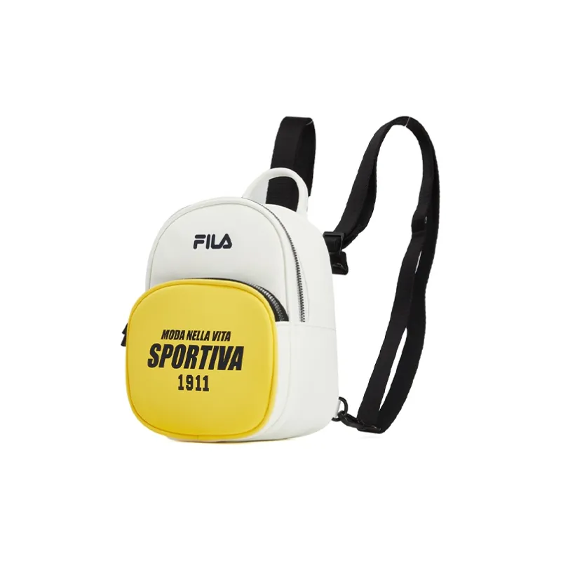 FILA PU, Textile Mixture Backpack Mini Women's White & Yellow-1