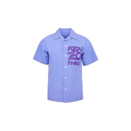 KENZO Logo Printing Short Sleeve Shirt Blue Men’s