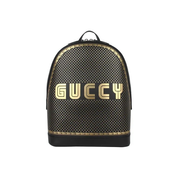 GUCCI Leather Backpack Large Size Men's Black-0