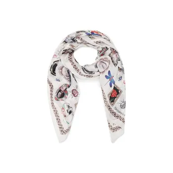 Alexander McQueen Silk Scarves Women's Ecru Black Multicolor