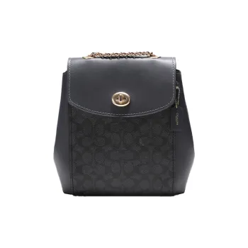 COACH Parker Coated Canvas With Leather Backpacks Backpack Small Size Women's Midnight Blue With Monogram