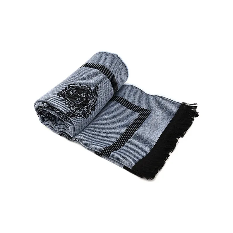 VERSACE Medusa Scarves Men Navy Blue Black-2