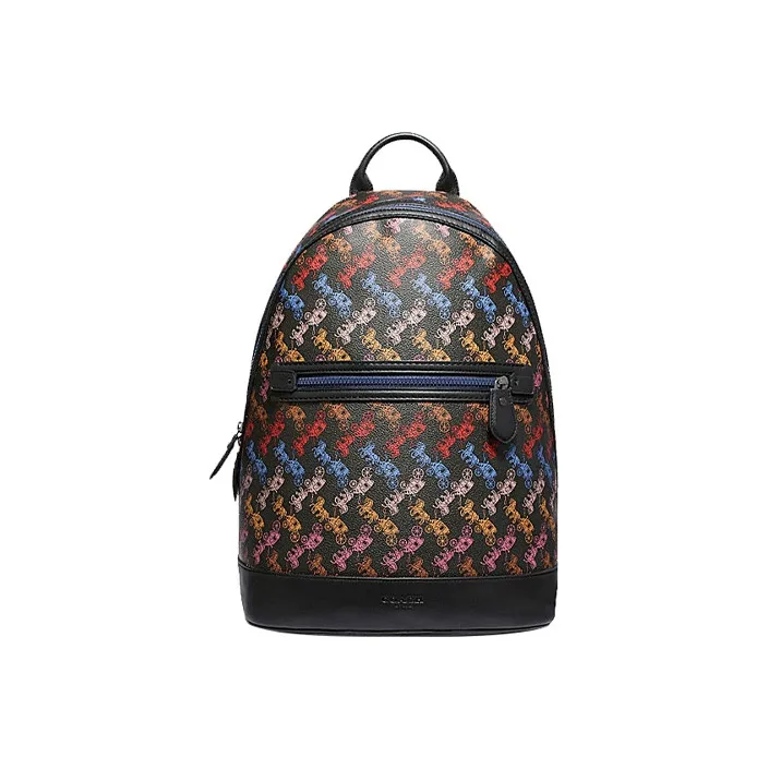 COACH Barrow Canvas With Leather Backpack Regular Men's Multicolor-0
