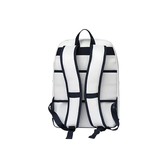 PETERPOINT PU Artificial Leather Bonded Backpack Regular Unisex White Blue Black-1