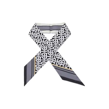 Burberry Silk Scarves Women's Black White