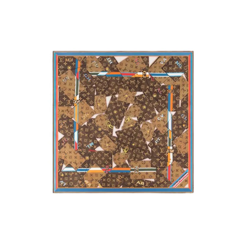 LOUIS VUITTON Silk Scarves Unisex Brown-0