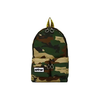 OFF WHITE Fabric Yellow Caution Line Bag Strap Backpack Unisex Green Camouflage