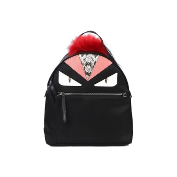 FENDI Nylon, Cow Leather Backpack Women's Black