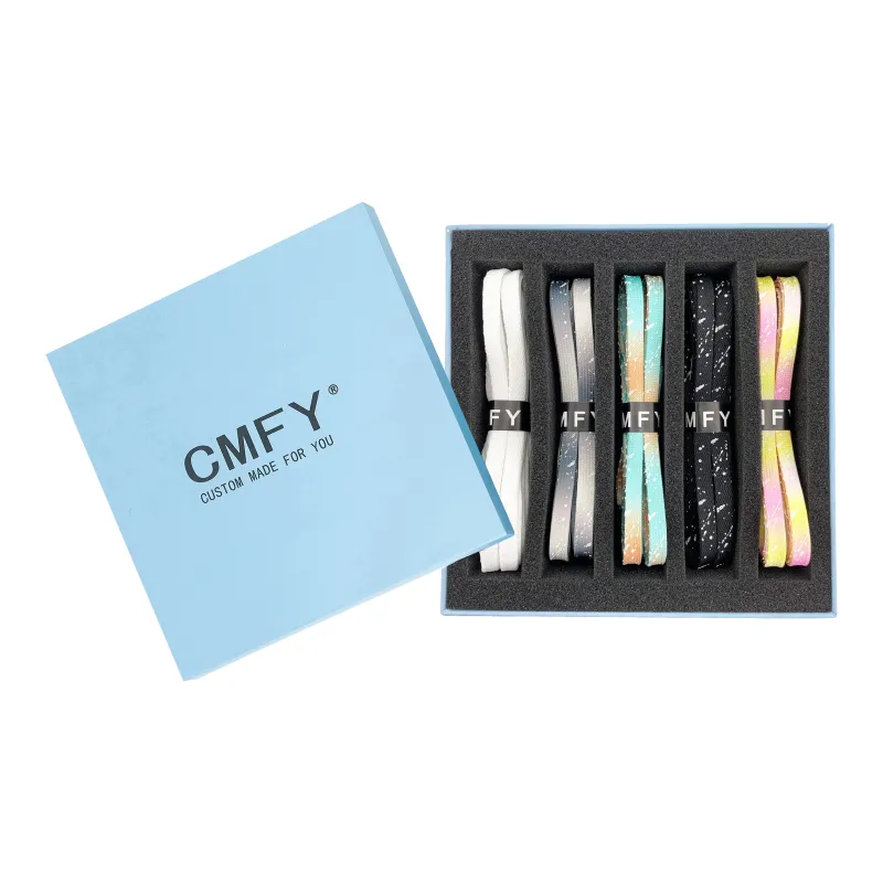CMFY Shoelaces Unisex Yellow Pink Mint Green Gradient Fluorescent Ink Splatter Shoelace 5 Pack Set-0
