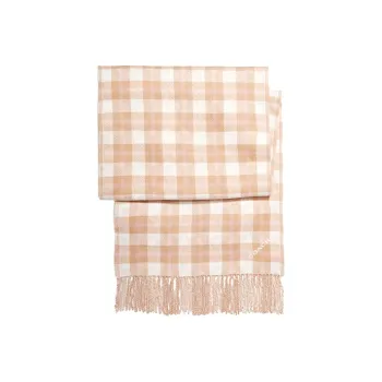 COACH Wool Knit Scarves Unisex Khaki Plaid