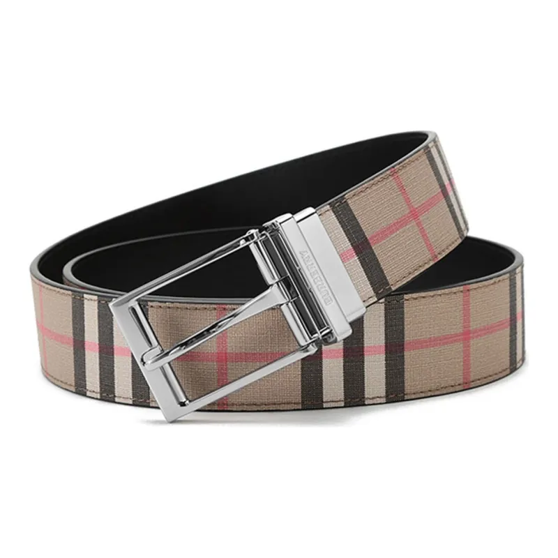Burberry Check Pattern Reversible Buckle Belt-3