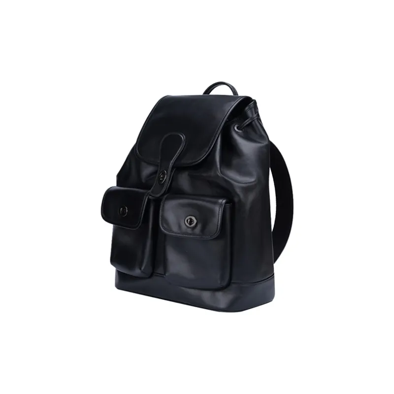 COACH Heritage Leather Backpack Large Size Men's Black-1