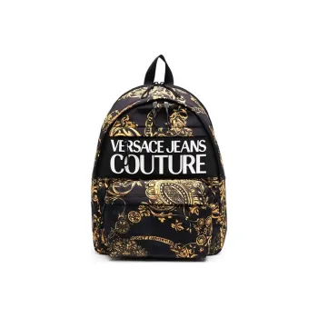 VERSACE JEANS COUTURE Polyamide With Polyurethane Backpack Men's Black Gold