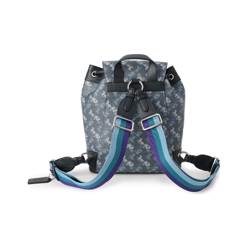 COACH Jes Patched PVC Bucket Bag Backpack Medium Size Women's Blue Gray-2