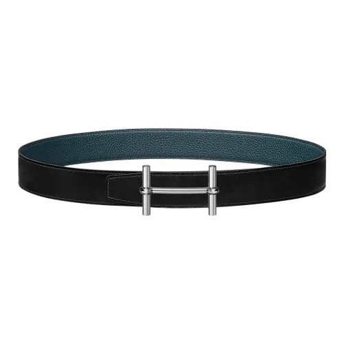 HERMES Chaine D'Ancre To Go Leather Belts Women's Black/Prussian Blue