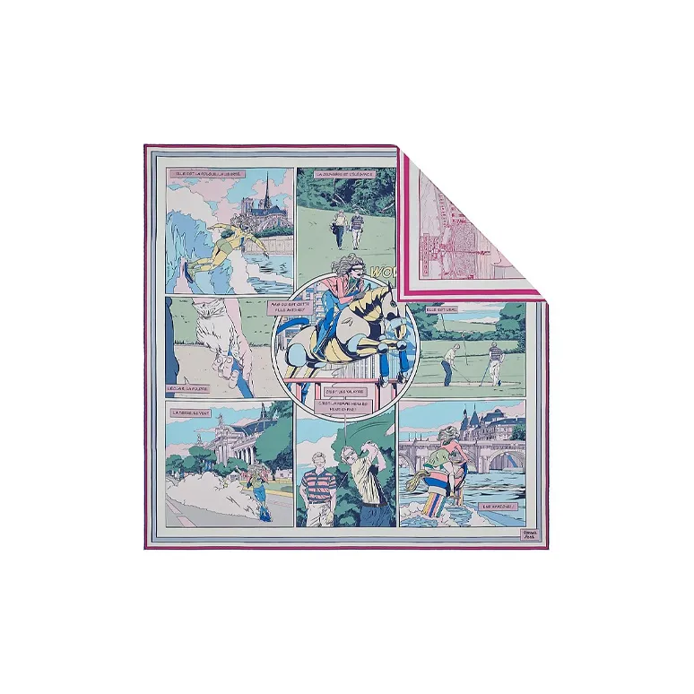 HERMES Silk Scarves Women's Mont Blanc/Vertical/Rose-1