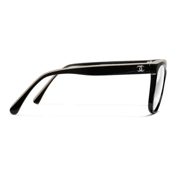 CHANEL Injection Molded Square Optical Glasses Unisex Black/Beige