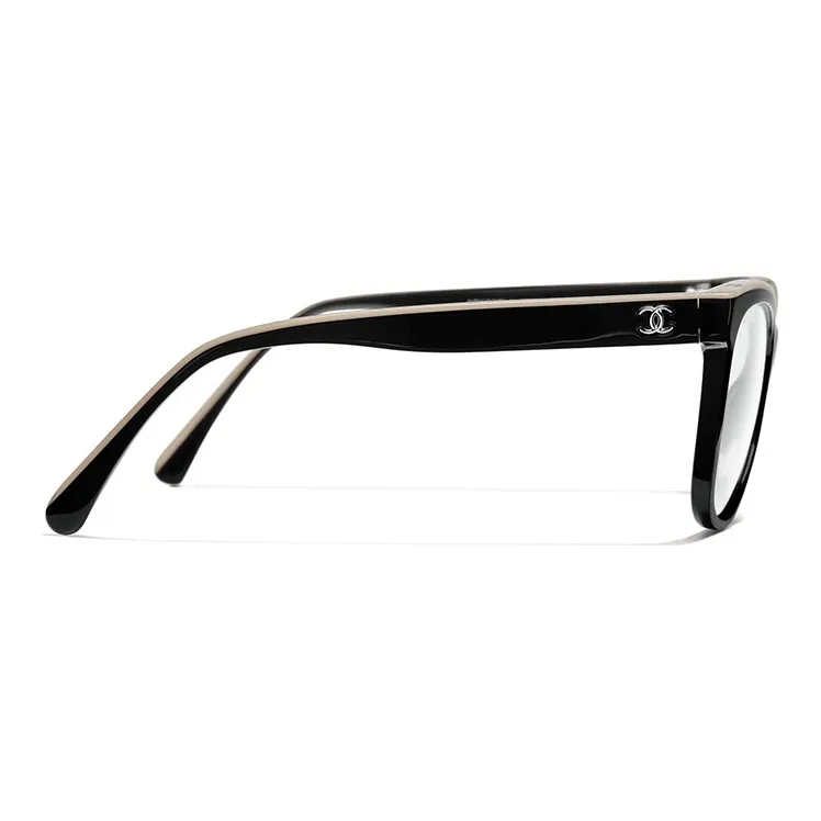 CHANEL Square Injection Molded Square Optical Glasses Unisex Black/Beige-0