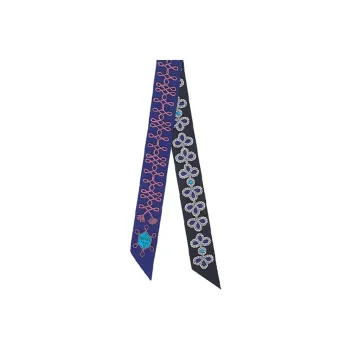 HERMES Small Silk Scarves Women's Blue Black
